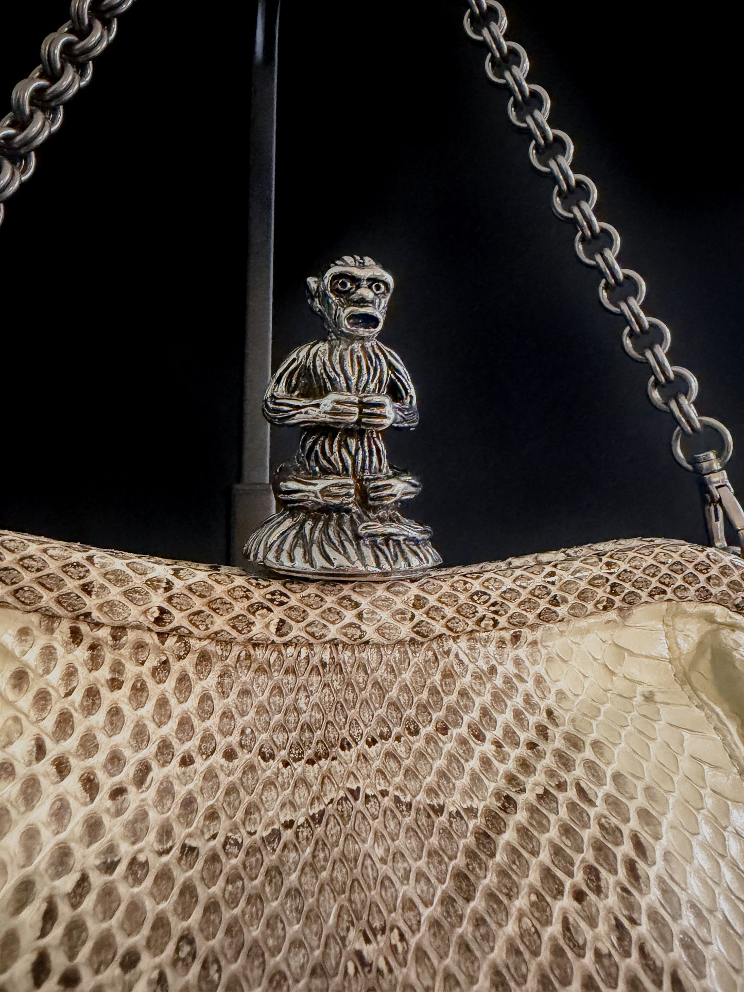 Prada Cipria Monkey Clasp Handbag Python