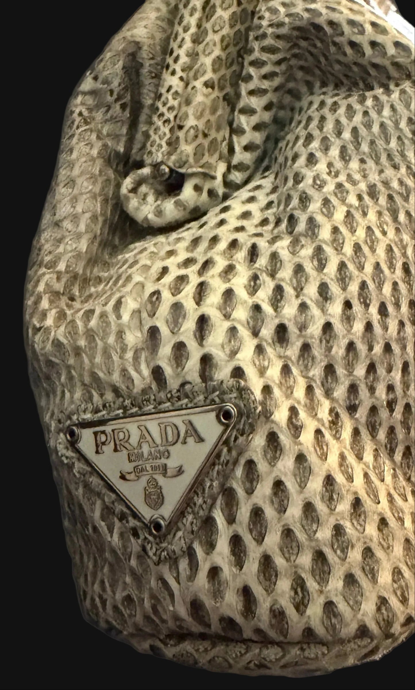 Prada Cipria Monkey Clasp Handbag Python
